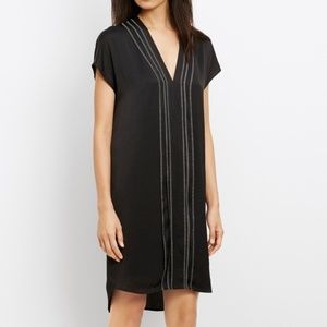 VINCE Washed Satin V Neck Dress